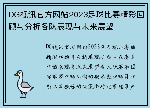 DG视讯官方网站2023足球比赛精彩回顾与分析各队表现与未来展望